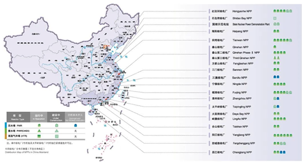 中國的新能源（核能、風(fēng)能、太陽能）產(chǎn)業(yè)分布圖